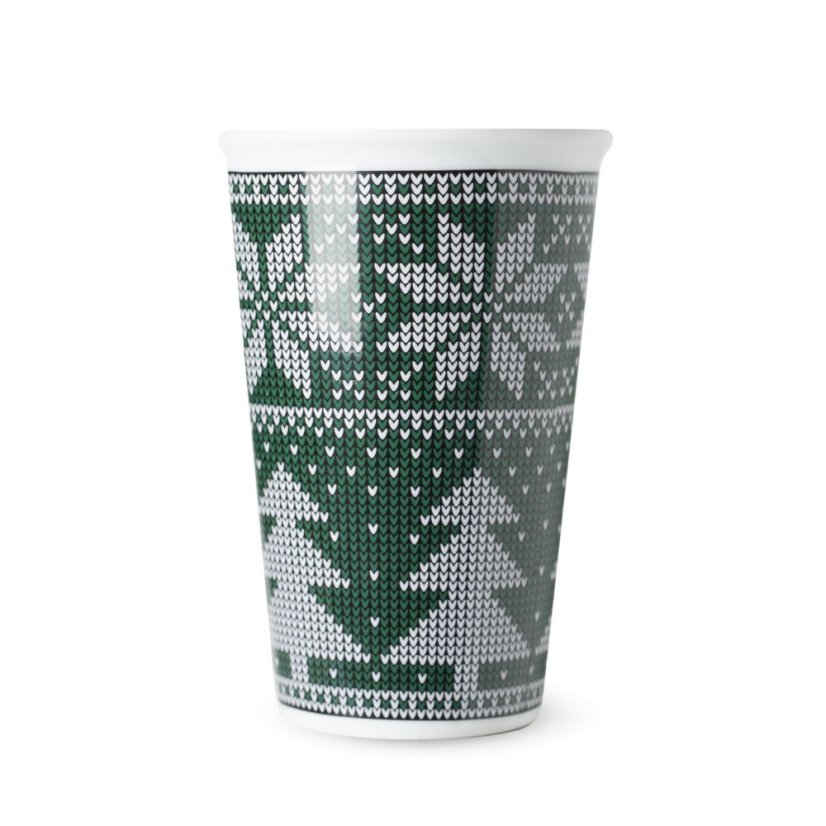 Hrnek Coffee to go, zimní dekor zelený, 440 ml