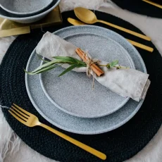 Dezertní talíř Granit, světle šedý s glazurou