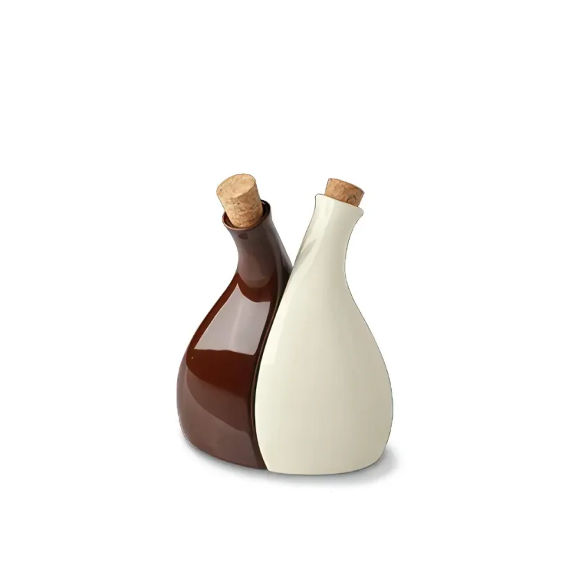 Lahvička na olej, ocet (včetně korku), krémová-hnědá, 180 ml, Le choco Lahvička na olej, ocet (včetně korku), krémová-hnědá, 180 ml, Le choco