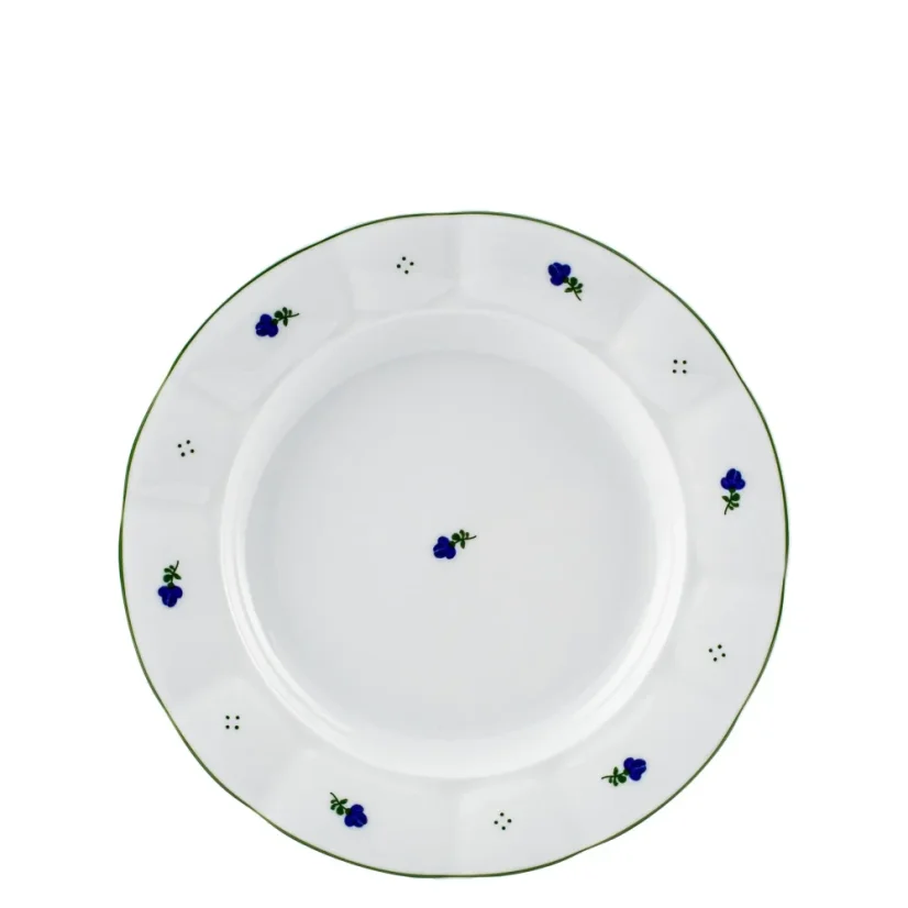 Talíř mělký , modré kvítky, 24 cm, Benedikt - 1. republika