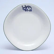 Talíř dezertní - beruška, zelená linka, 22 cm, Dětský dekor Kamarádi