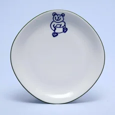 Talíř dezertní - medvídek, zelená linka, 19 cm, Dětský dekor Kamarádi