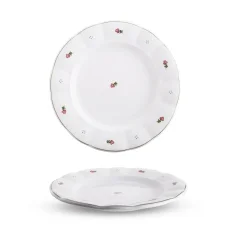 Talíř mělký , červené kvítky, 28 cm, Benedikt - 1. republika 