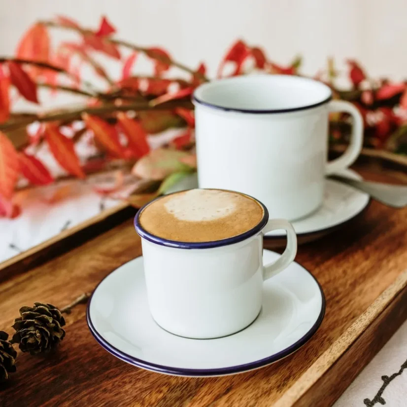 Retro Mug, hrneček na espresso s modrou linkou, 90 ml