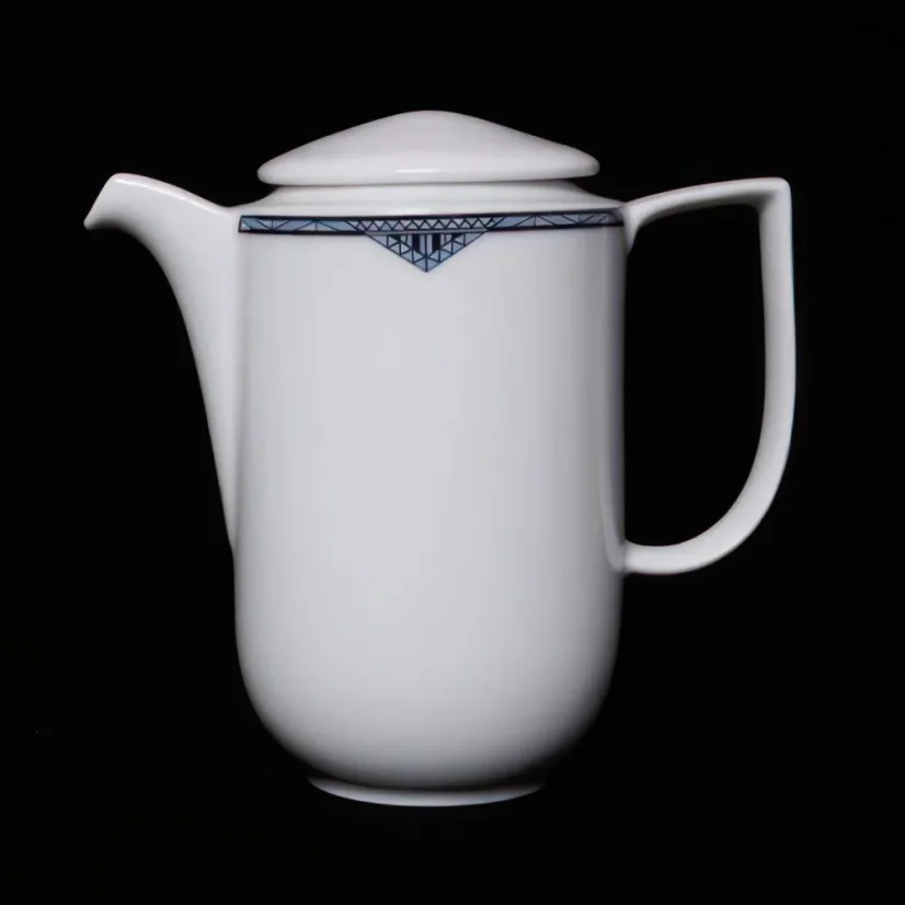 Konvice kávová s víčkem, barevný lem, 1 l, Charleston 