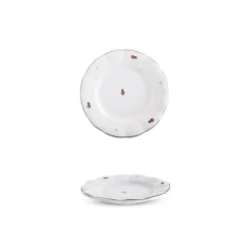 Talíř dezertní, červené kvítky, 19 cm, Benedikt - 1. republika 