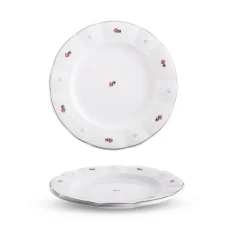 Talíř mělký , červené kvítky, 28 cm, Benedikt - 1. republika 
