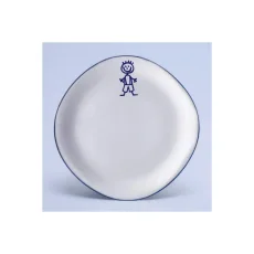Talíř dezertní - chlapeček, modrá linka, 19 cm, Dětský dekor Kamarádi