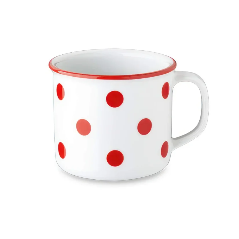 Retro hrnek, červené puntíky, 400 ml, Retro mugs 