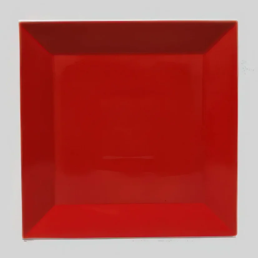 Talíř mělký, hranatý, červený, 27,2 cm, Actual 