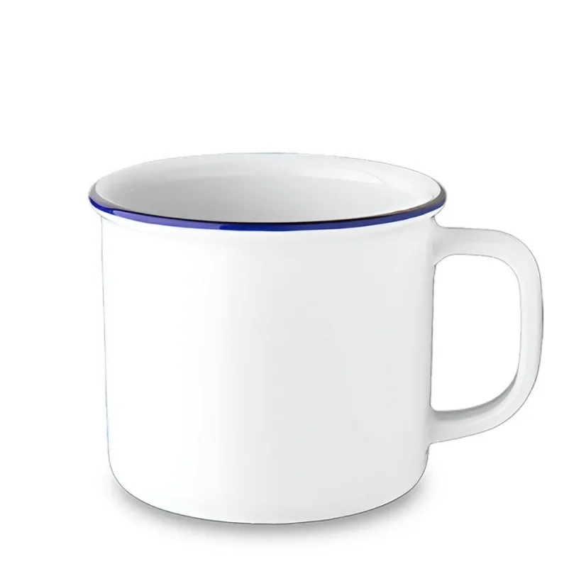 Porcelánový retro hrnek s modrou linkou, 750 ml