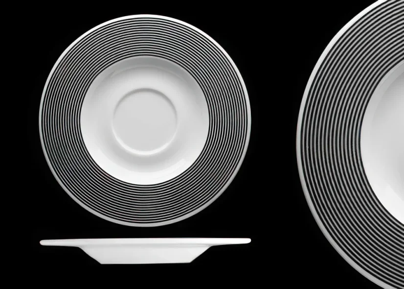 Podšálek, černobílý, 17 cm, Gramofon 