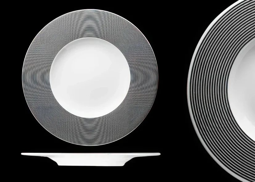 Mělký talíř, černobílý, 33 cm, Gramofon Mělký talíř, černobílý, 33 cm, Gramofon