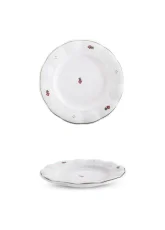 Talíř dezertní, červené kvítky, 19 cm, Benedikt - 1. republika 