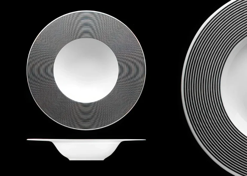 Talíř hluboký, černobílý, 27 cm, Gramofon Talíř hluboký, černobílý, 27 cm, Gramofon