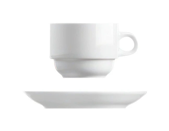 Šálek s podšálkem, bílý, 110 ml, Basic 