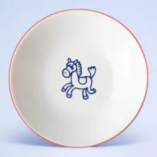 Miska - koník, červený lem,16 cm, Dětský dekor Kamarádi 