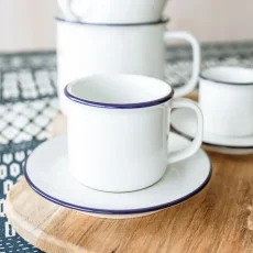 Retro Mug, hrneček s modrým okrajem, 190 ml
